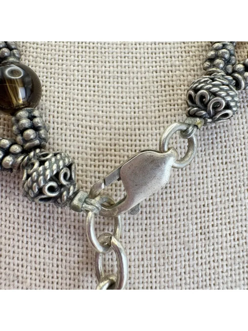 Smoky Quartz Beaded Sterling Silver 925 Necklace 16
